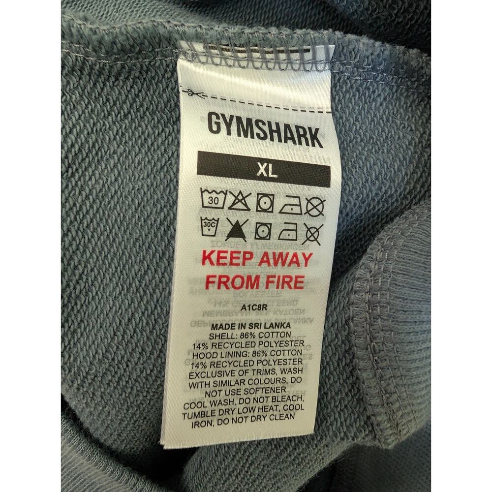 NWT Gymshark Hoodie Men XL Blue Collegiate Script Oversized Long Sleeve Full Zip - Picture 4 of 4